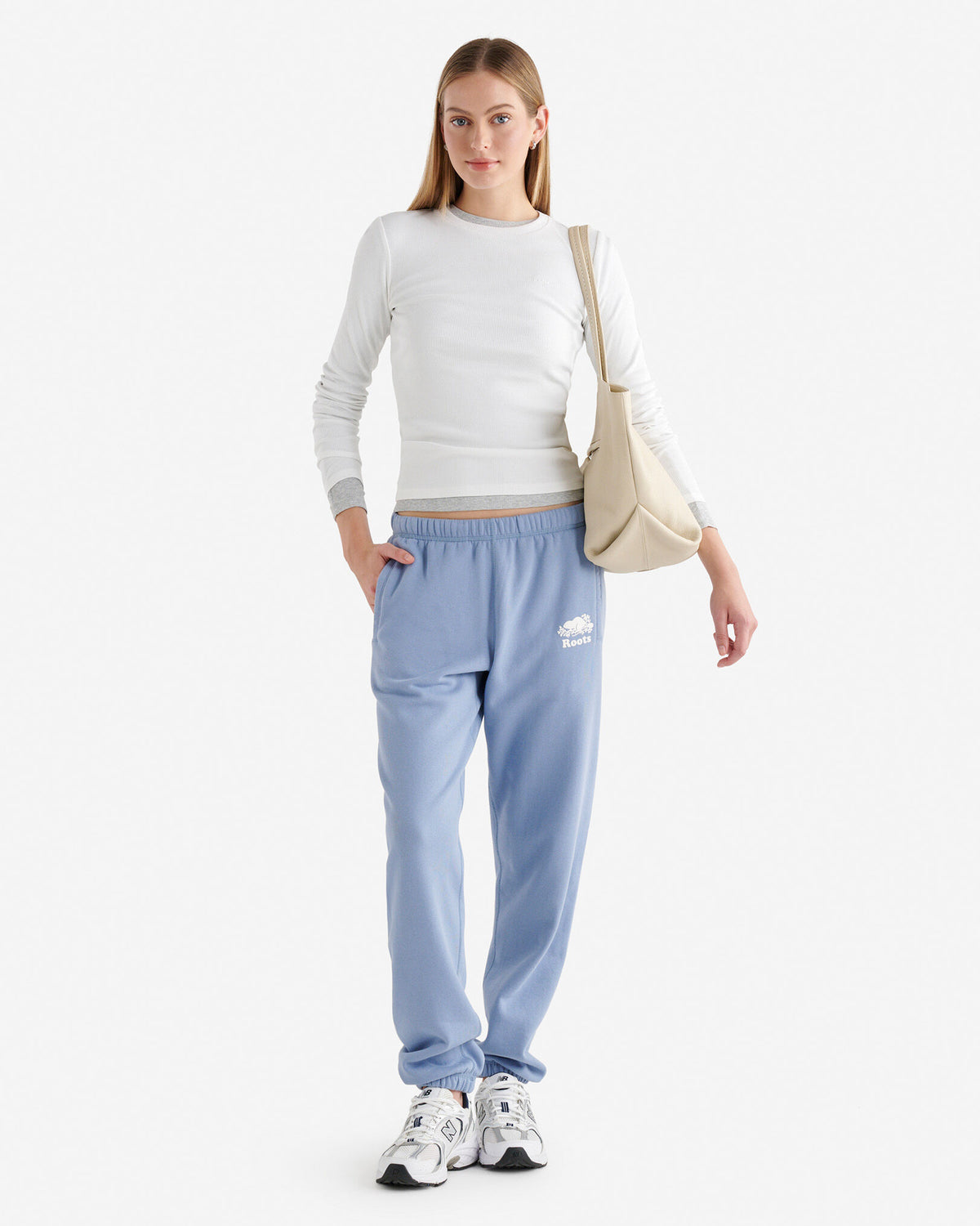 Roam Rib Fitted Long Sleeve Top / WHITE