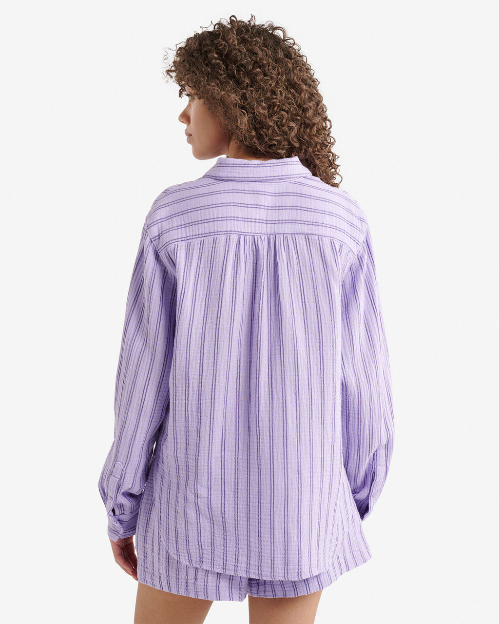 Isla Cotton Gauze Shirt / LAVENDER STRIPE