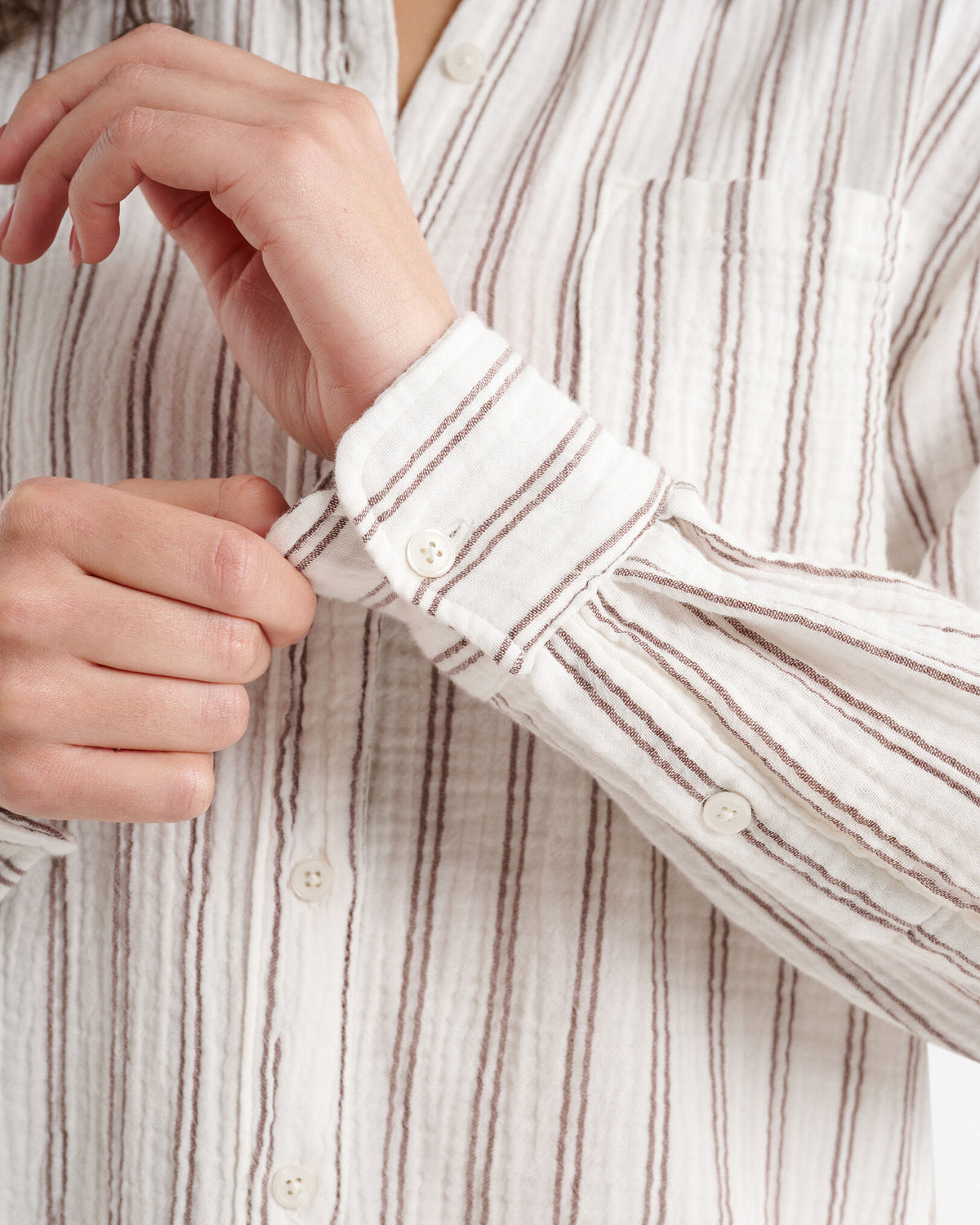 Isla Cotton Gauze Shirt / EGRET STRIPE