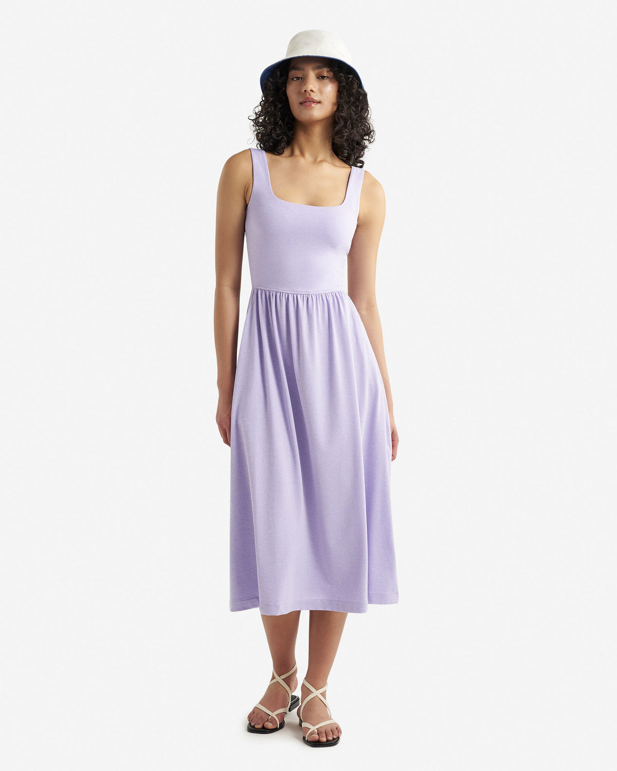 Renew Knit Square Neck Dress / LAVENDER MIX
