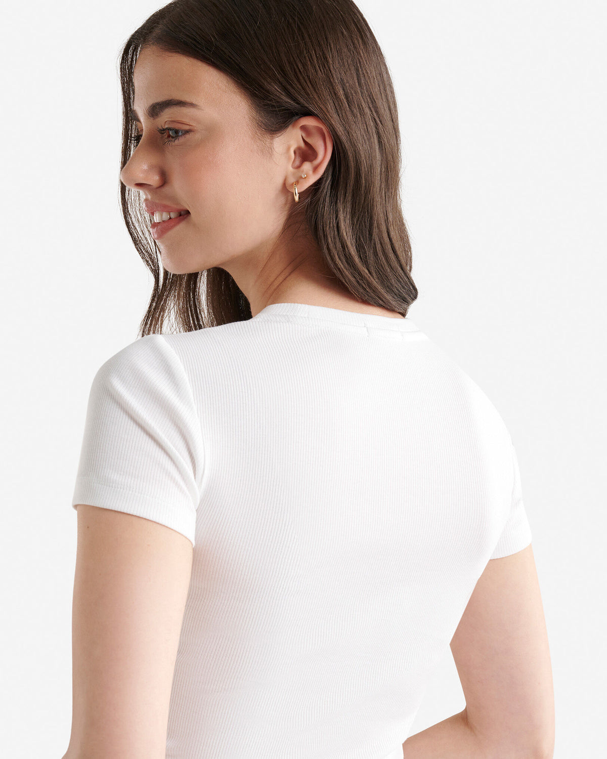 Roam Rib Fitted Short Sleeve Top / WHITE