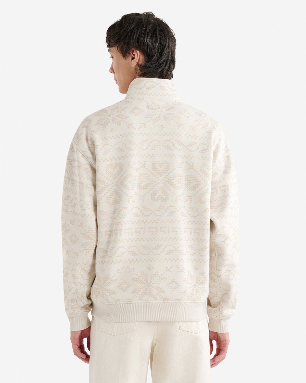 Fair Isle Quarter Zip / GARDENIA WHITE