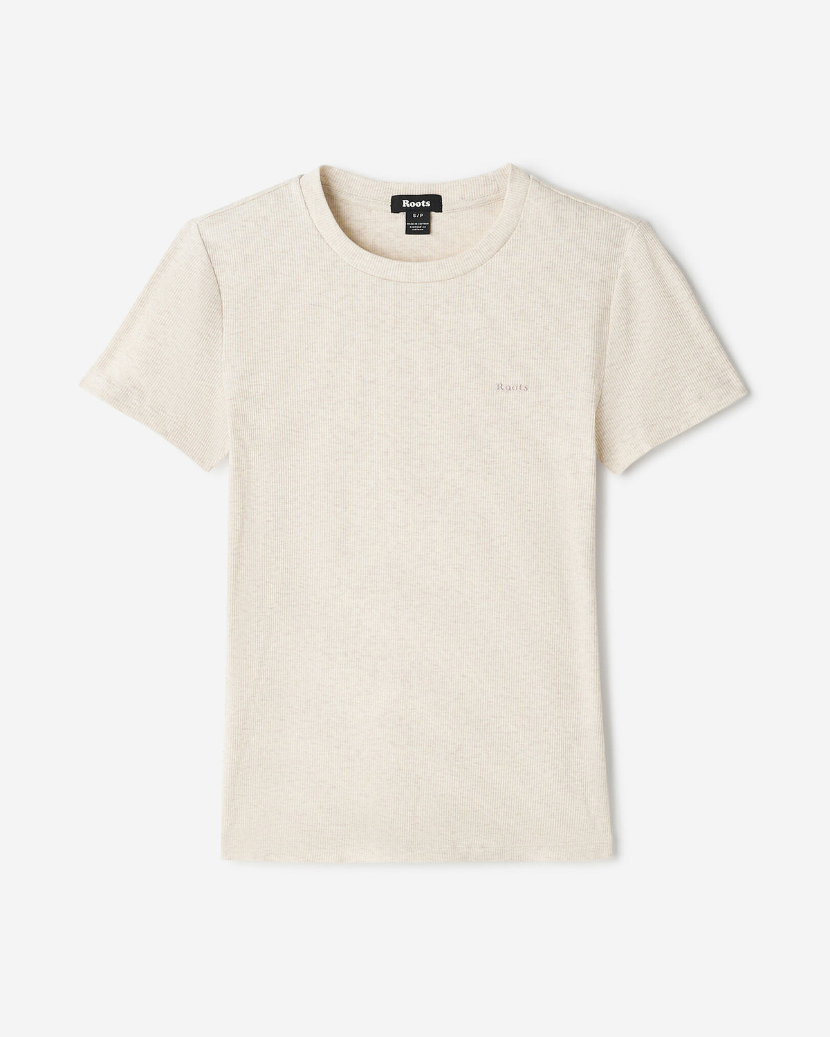 Roam Rib Fitted Short Sleeve Top / OATMEAL MIX