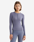 Roam Rib Fitted Long Sleeve Henley / TIDAL BLUE