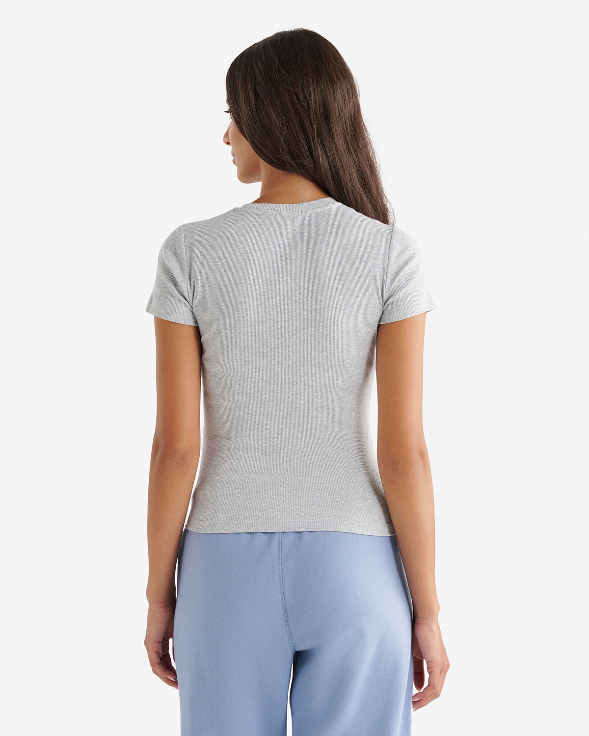 Roam Rib Fitted Short Sleeve Top / COOL GREY MIX