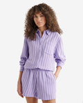 Isla Cotton Gauze Shirt / LAVENDER STRIPE