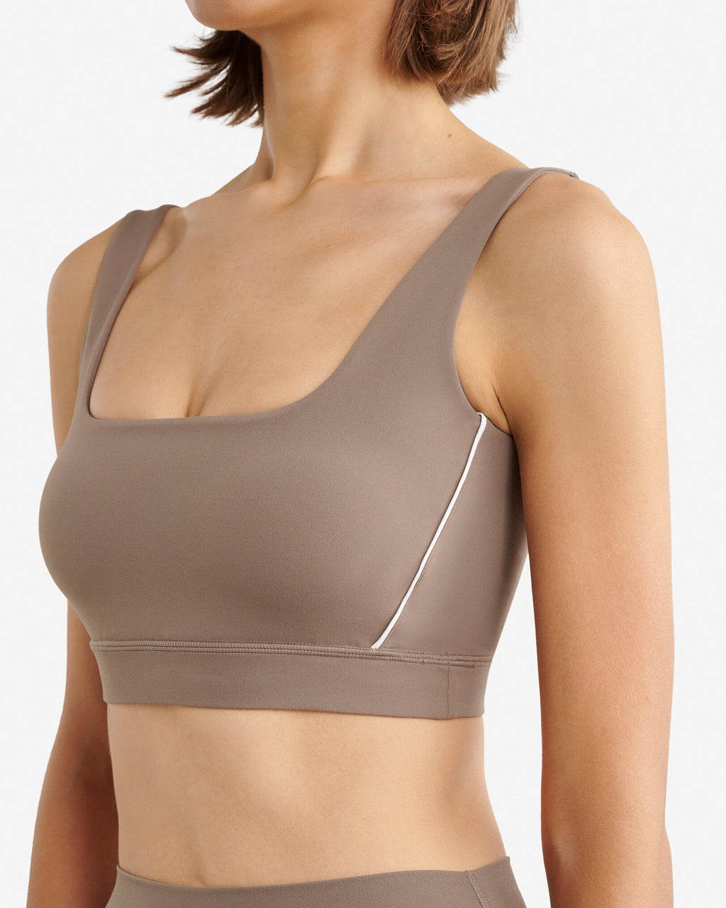 Restore Stretch Piped Sports Bra / FALCON BROWN