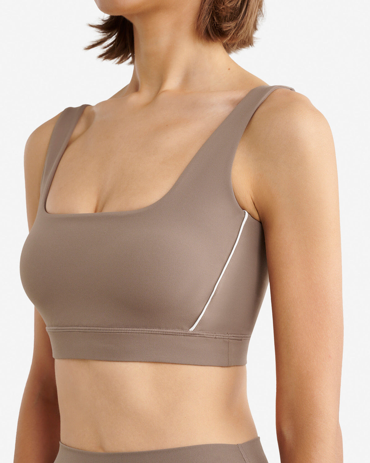 Restore Stretch Piped Sports Bra / FALCON BROWN