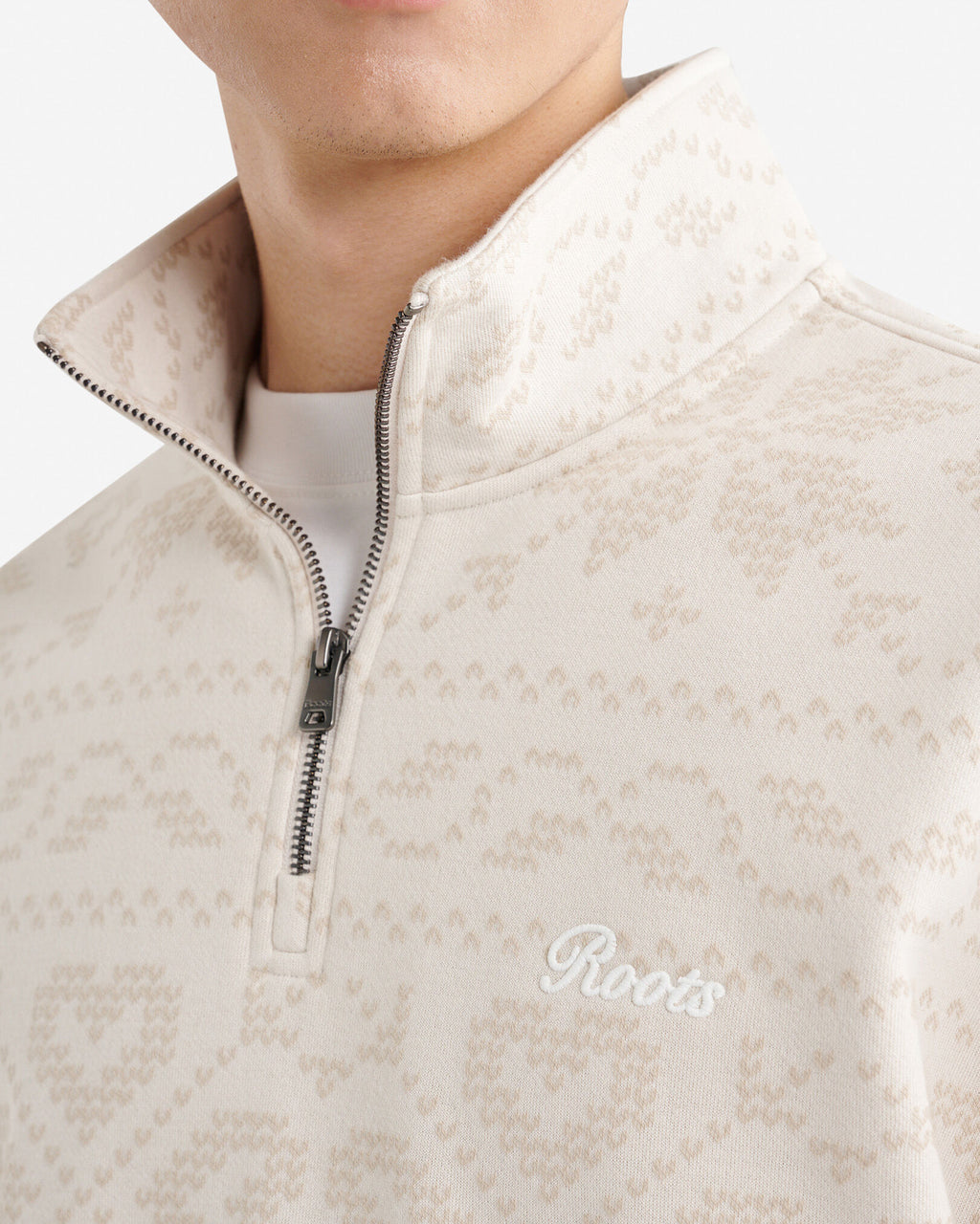 Fair Isle Quarter Zip / GARDENIA WHITE