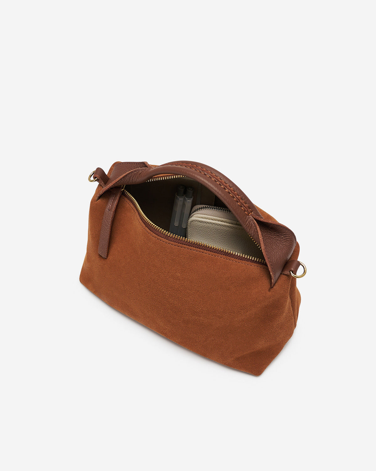 Riley Crossbody Suede / COGNAC