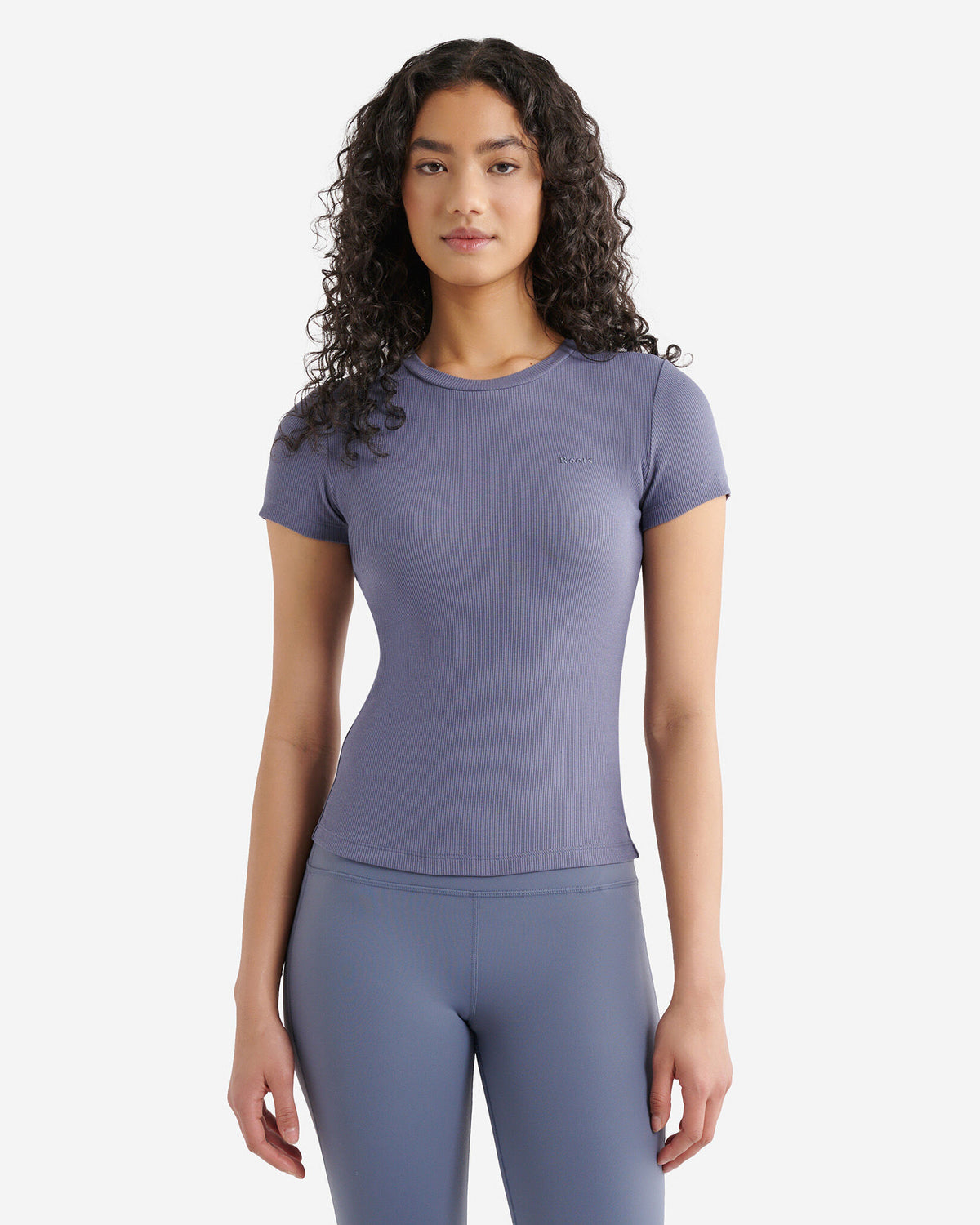 Roam Rib Fitted Short Sleeve Top / TIDAL BLUE