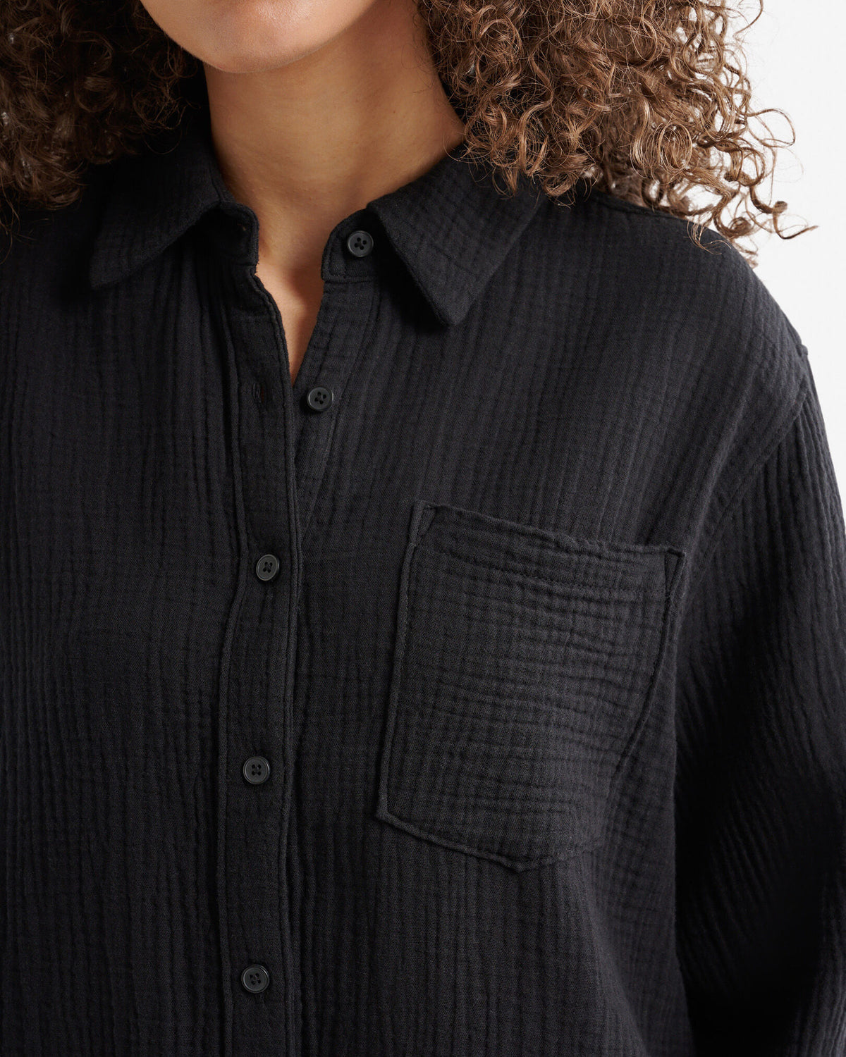 Isla Cotton Gauze Shirt / BLACK