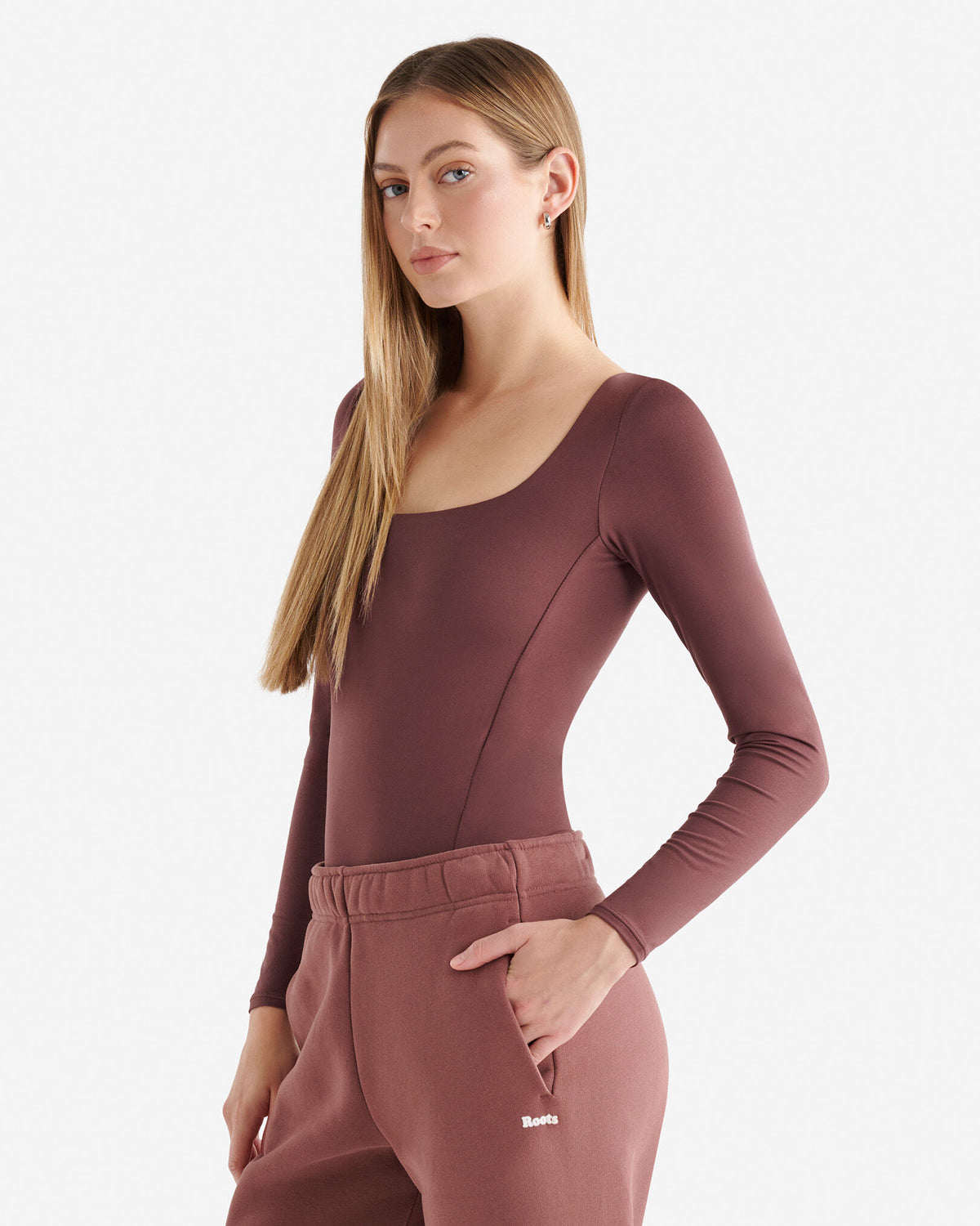 Renew Knit Long Sleeve Bodysuit / HAZELNUT BROWN