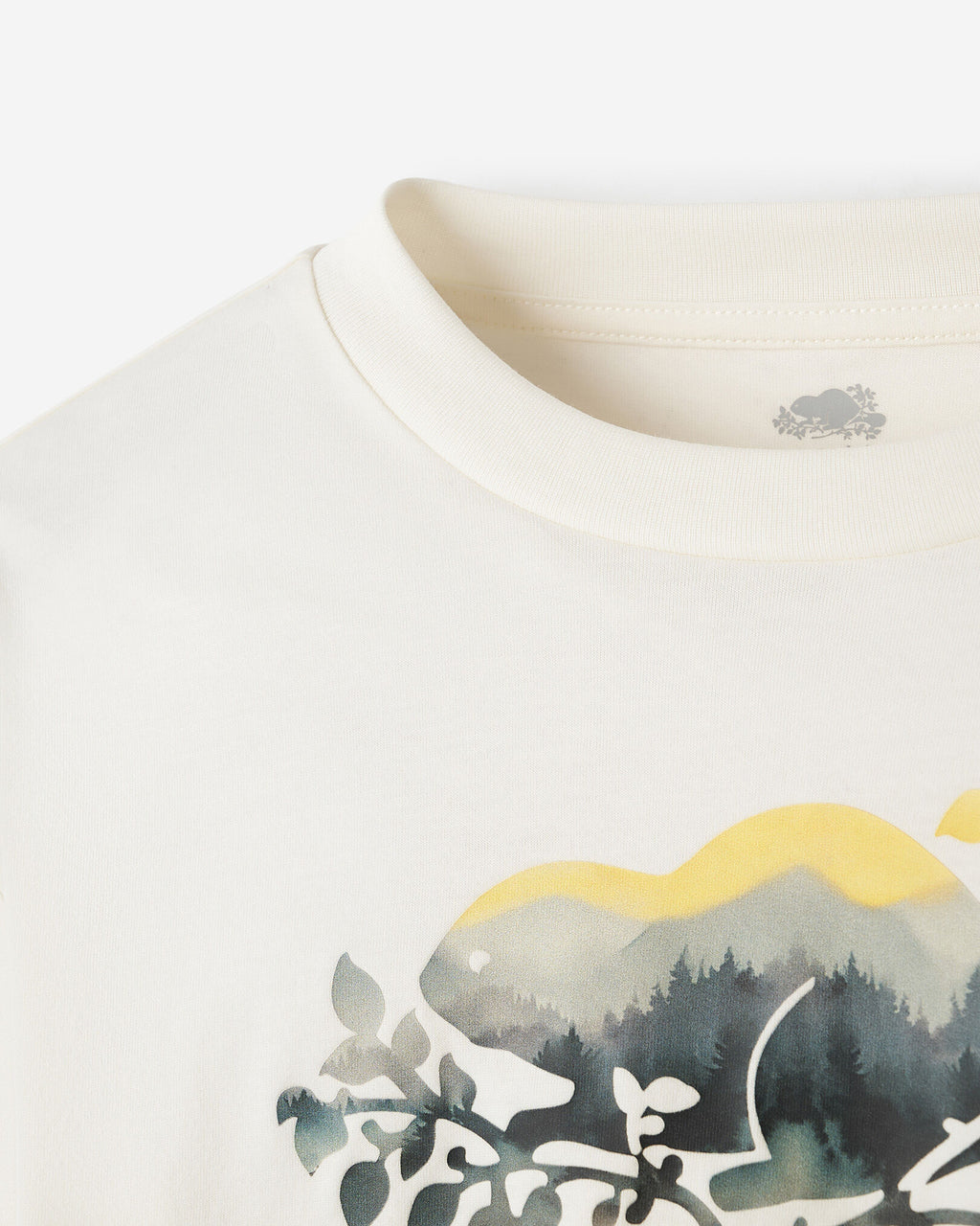 Kids Organic Cooper Watercolour T-Shirt / EGRET