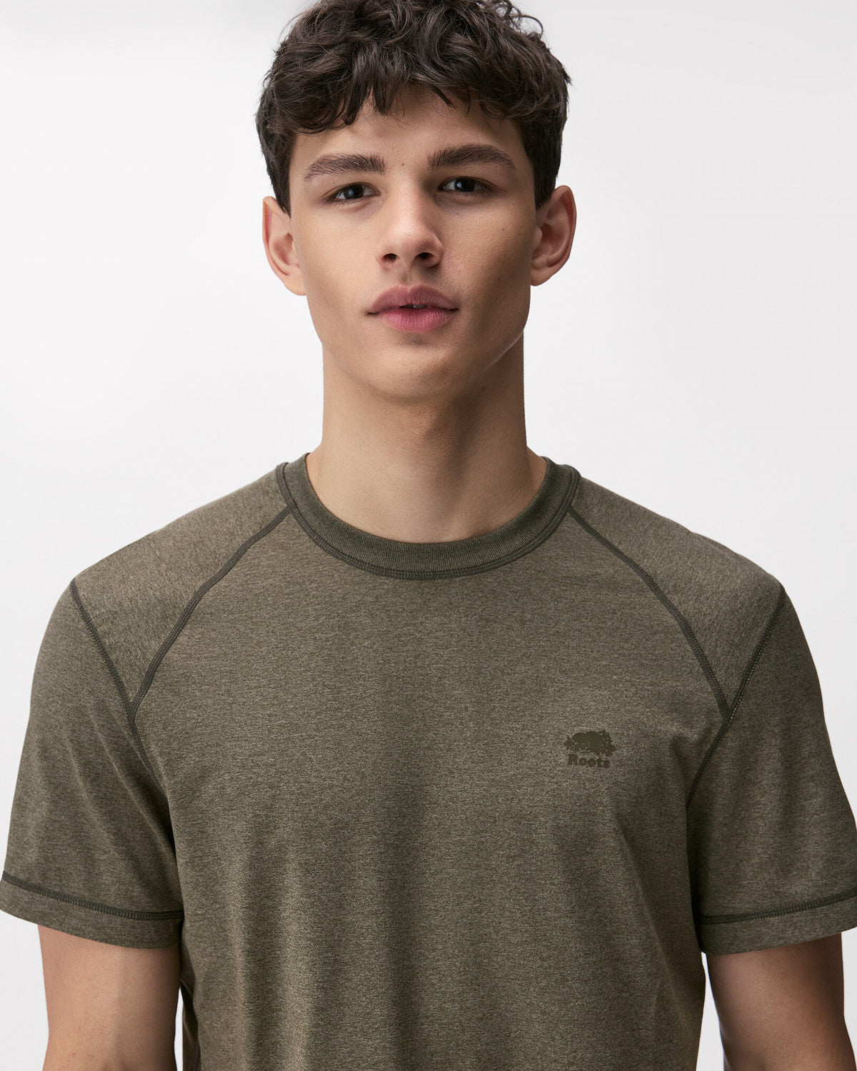 Renew Knit Short Sleeve Top / SMOKEY OLIVE PEPPER