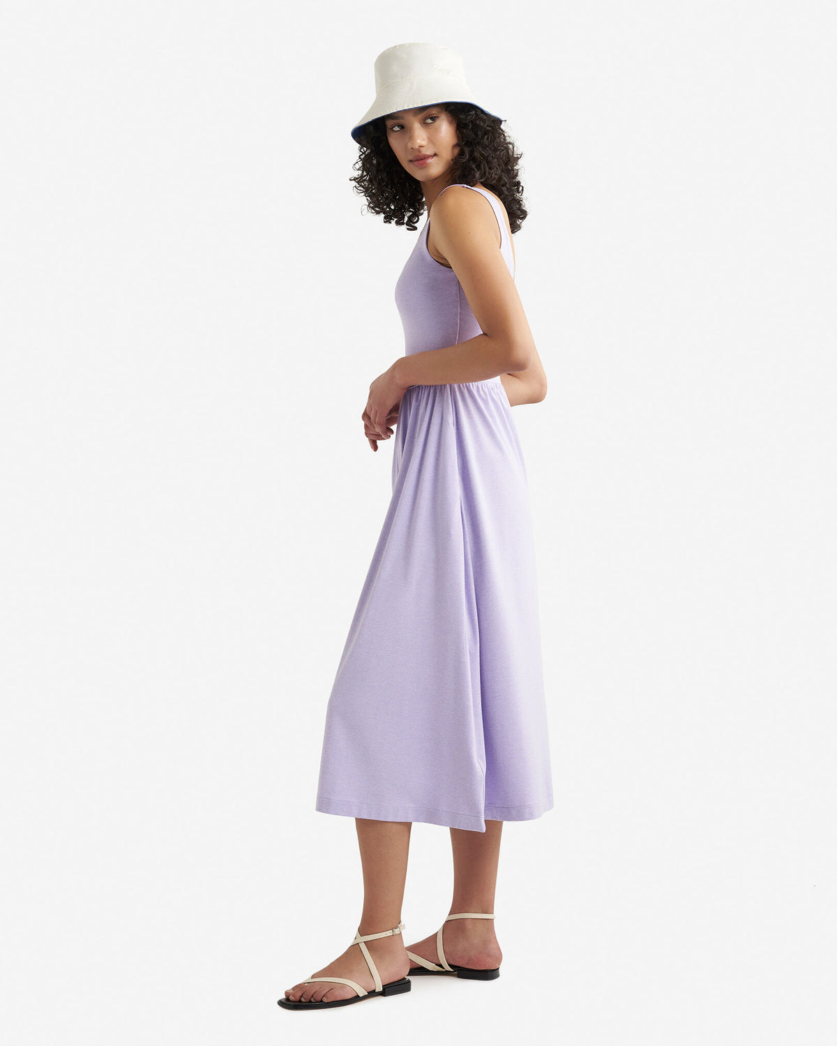 Renew Knit Square Neck Dress / LAVENDER MIX