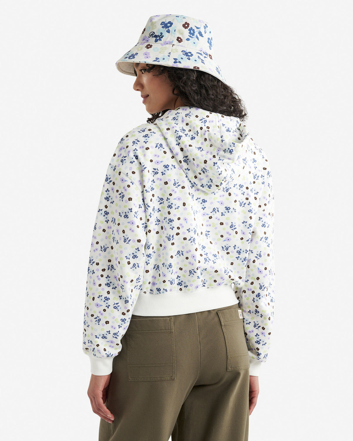 Floral Full Zip Hoodie / EGRET