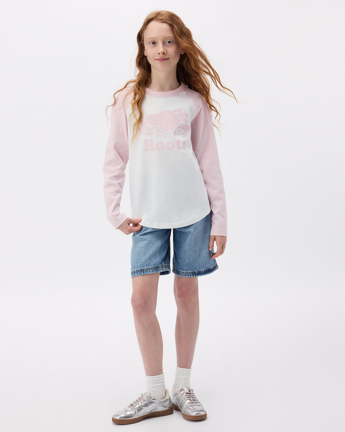 Kids Cooper Baseball Long Sleeve T-Shirt / BABY PINK