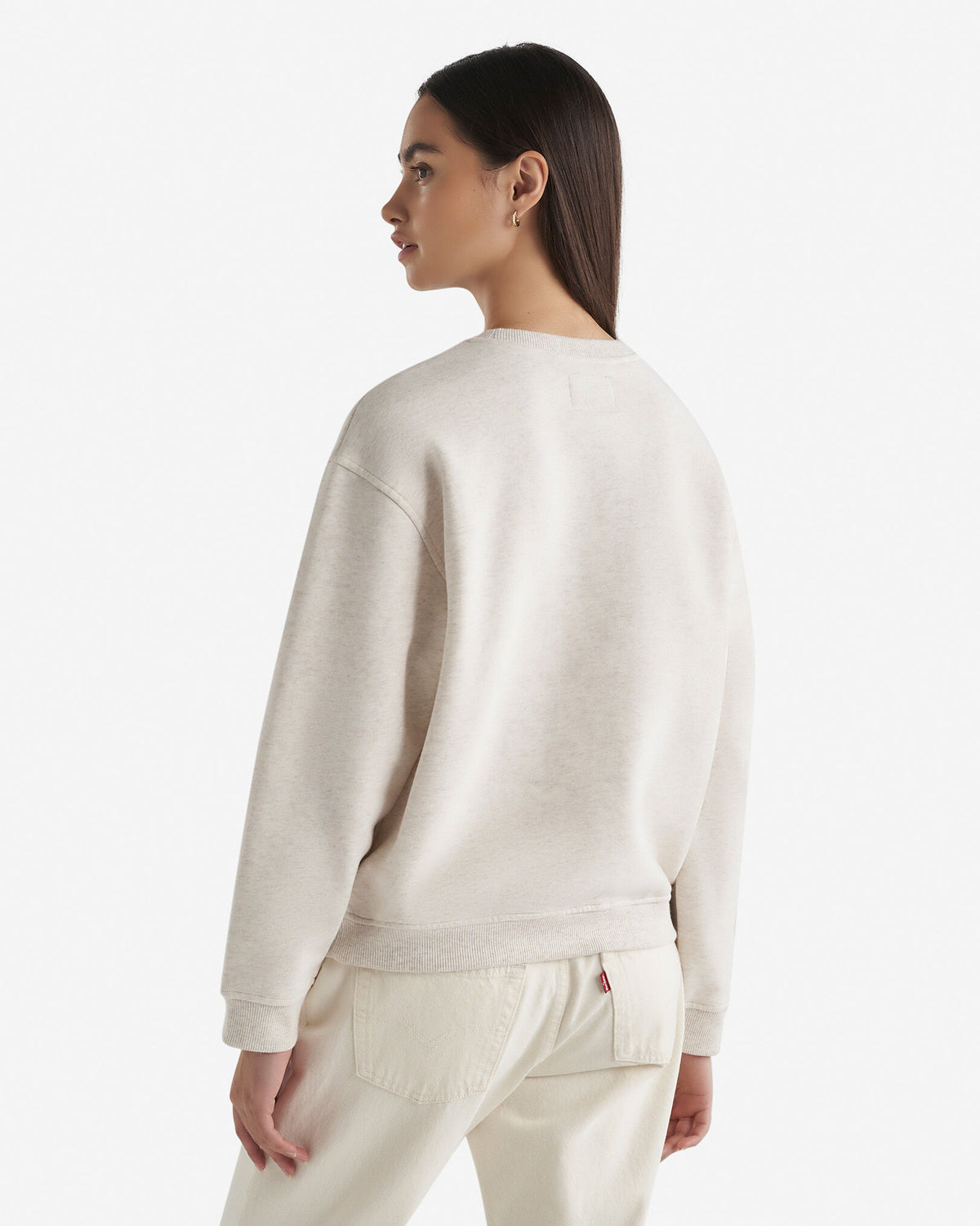 Plaid Applique Crew / OATMEAL MIX