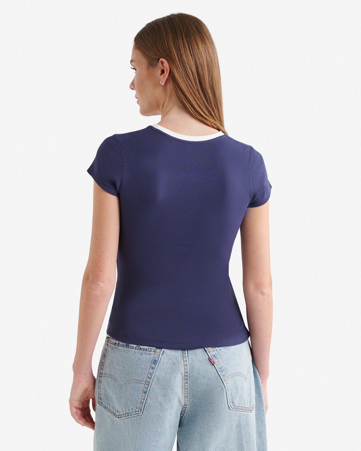 Rib Short Sleeve T-Shirt / INDIGO INK