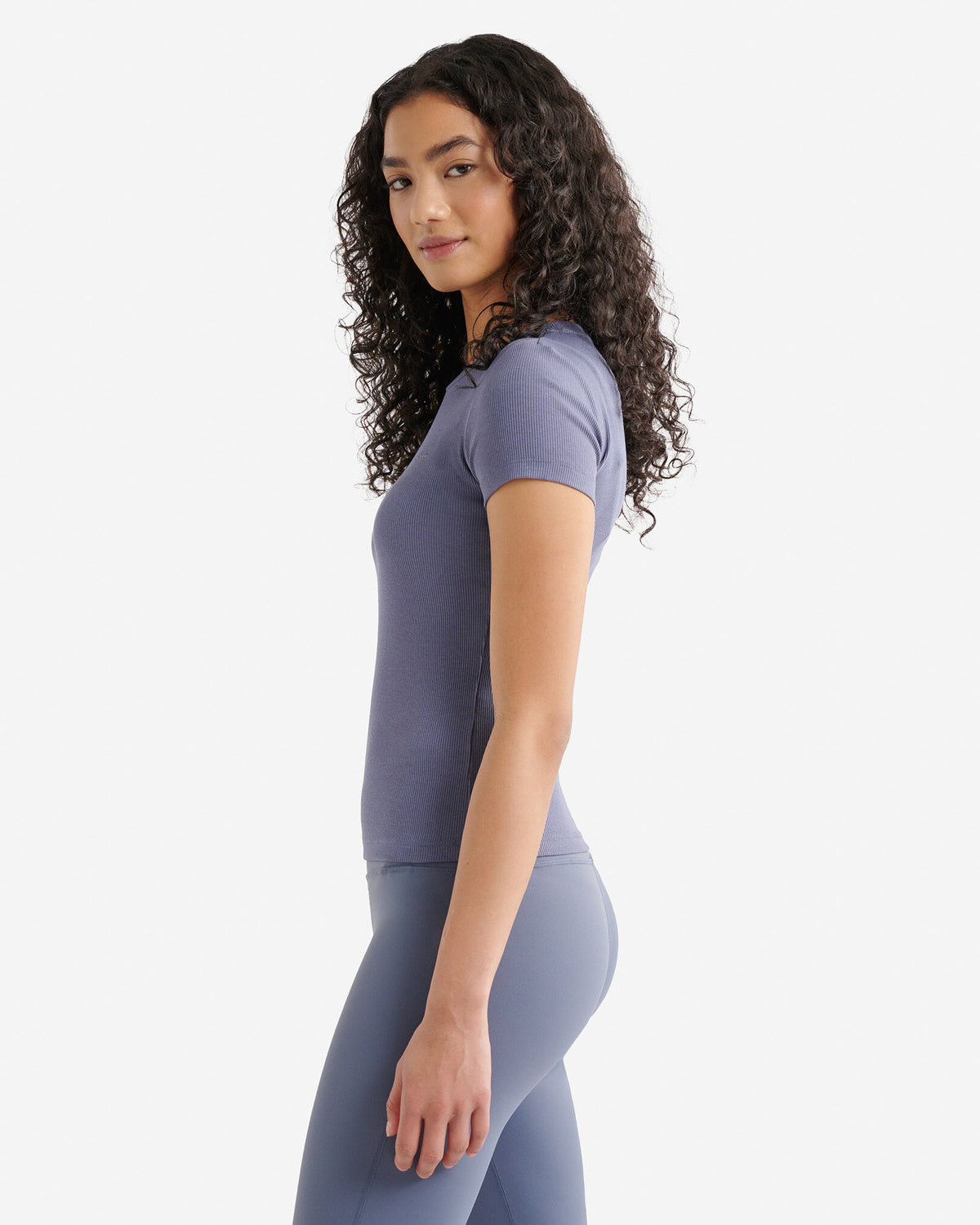 Roam Rib Fitted Short Sleeve Top / TIDAL BLUE