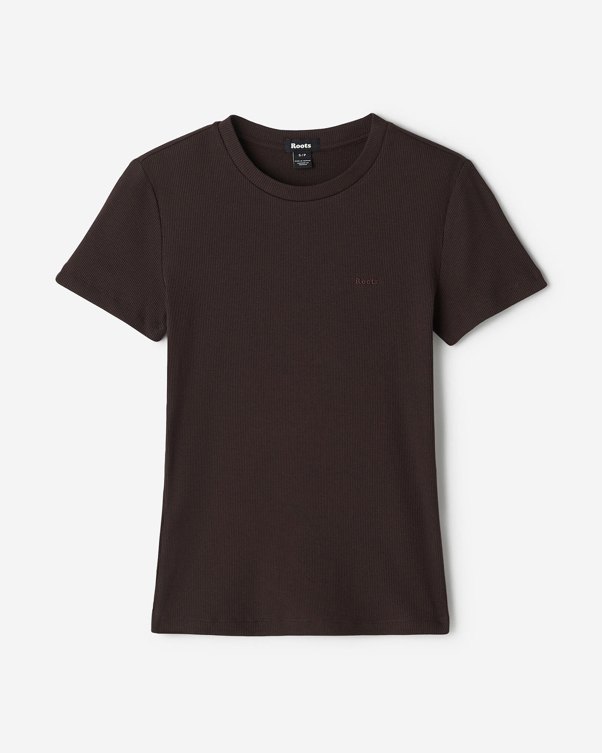 Roam Rib Fitted Short Sleeve Top / BLACK COFFEE