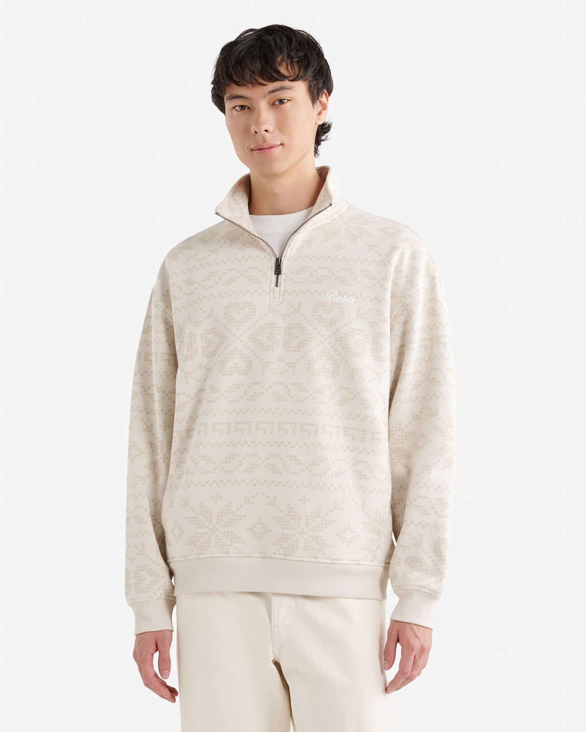 Fair Isle Quarter Zip / GARDENIA WHITE