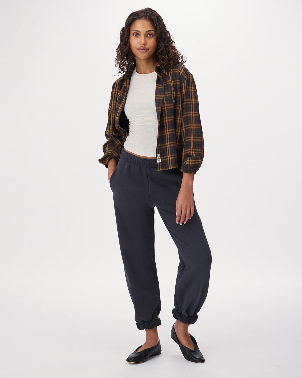 Roam Rib Fitted Long Sleeve Top / OATMEAL MIX