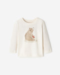 Baby Cozy Bear Long Sleeve T-Shirt / EGRET