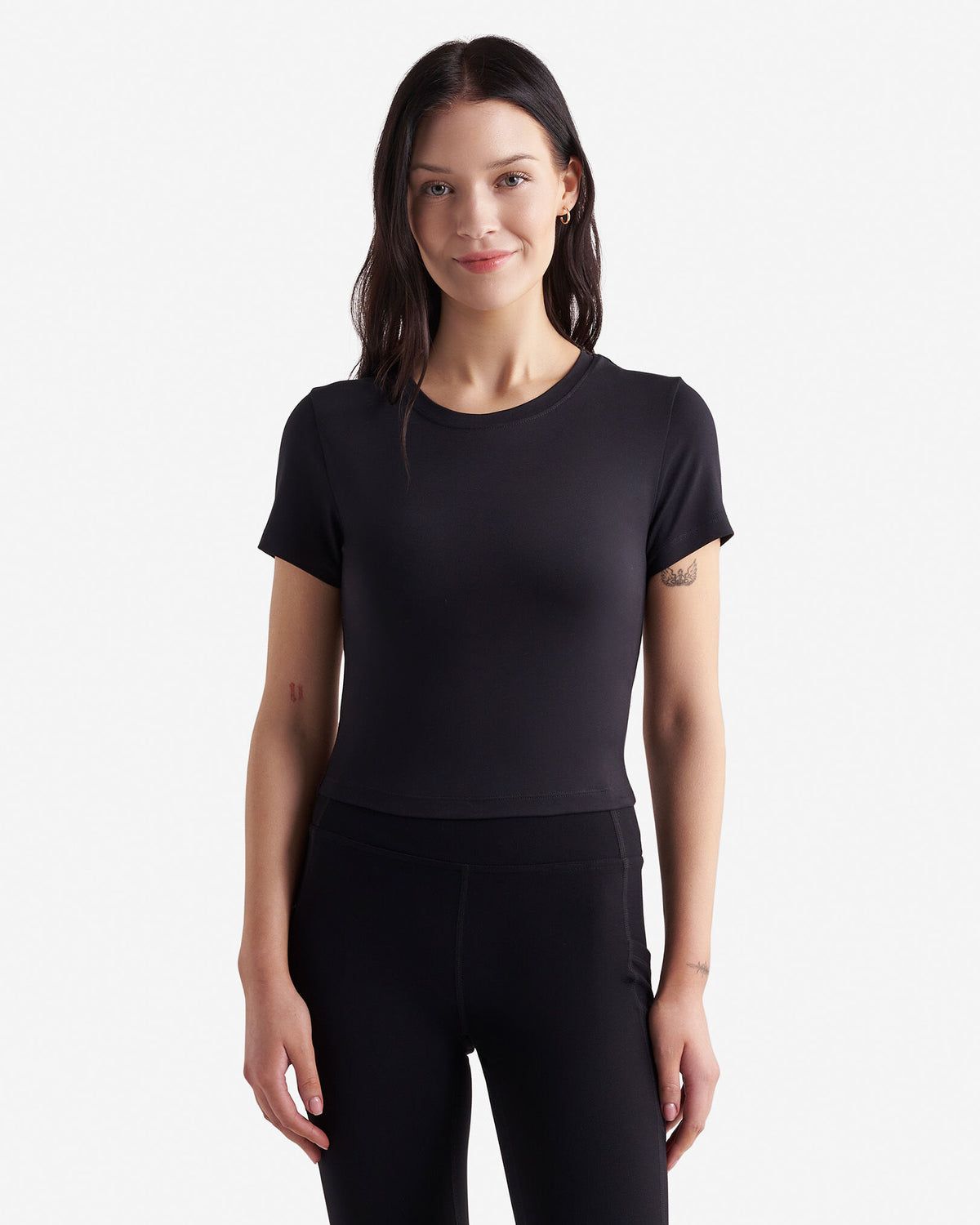 Renew Knit Crop T-Shirt / BLACK