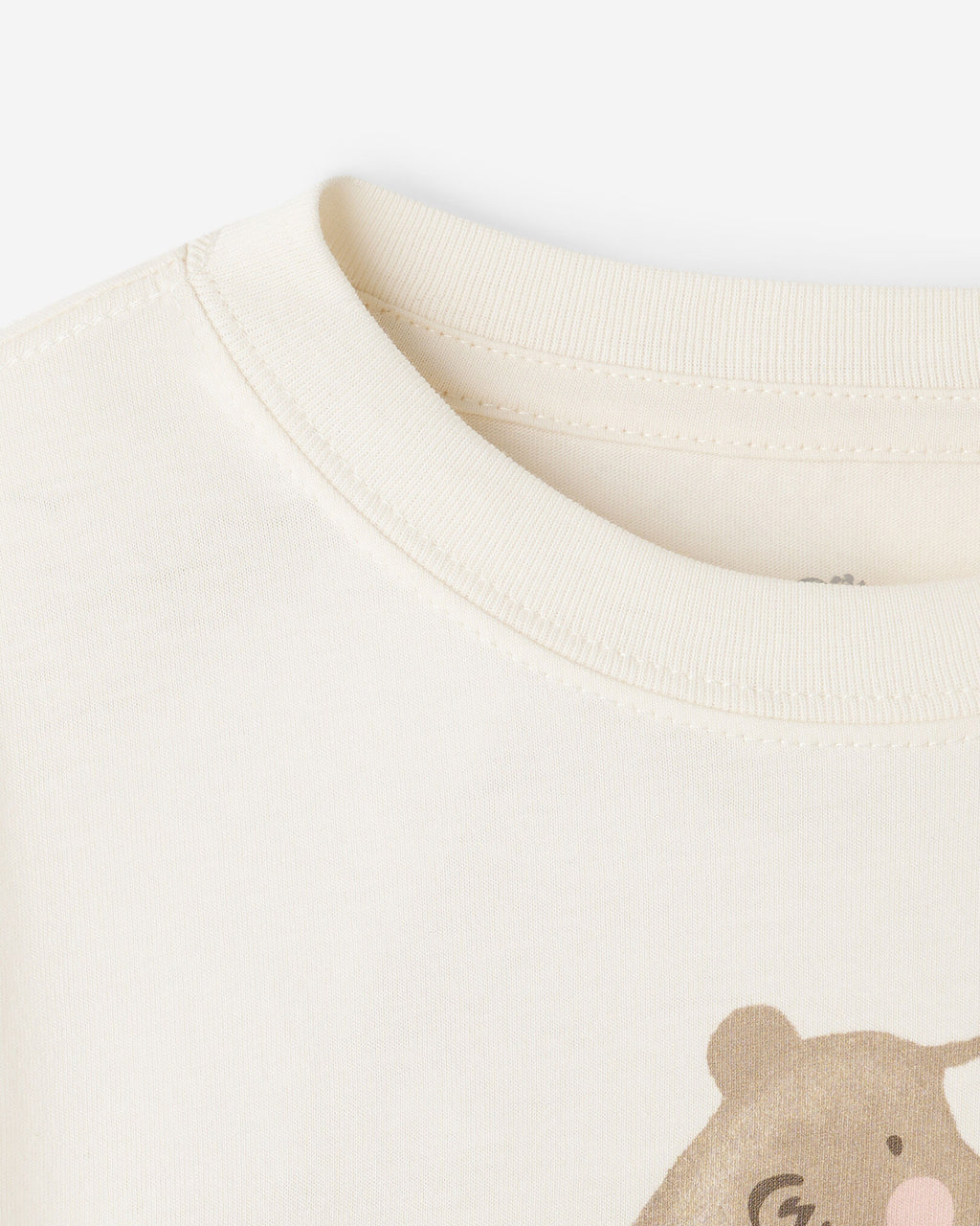 Toddler Cozy Bear Long Sleeve T-Shirt / EGRET