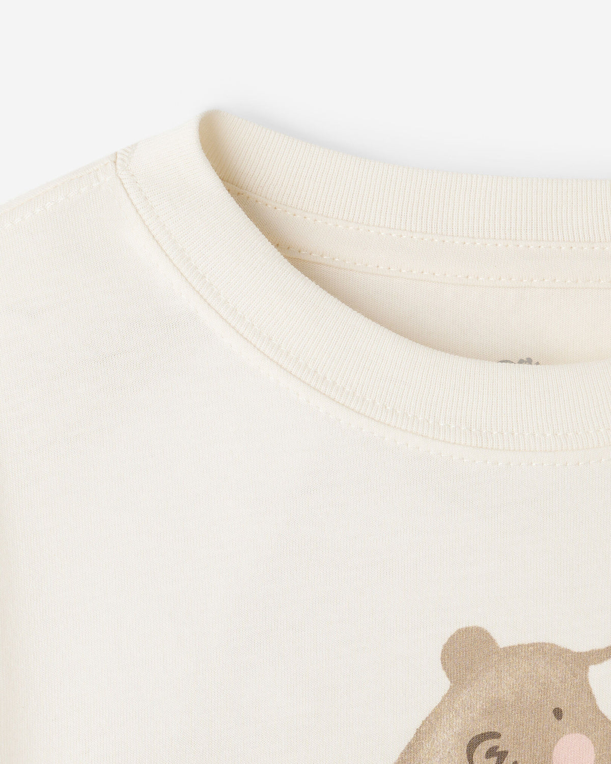 Toddler Cozy Bear Long Sleeve T-Shirt / EGRET
