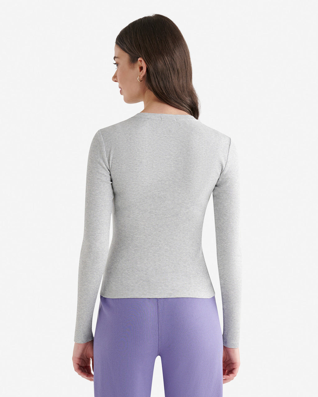 Roam Rib Fitted Long Sleeve Top / COOL GREY MIX