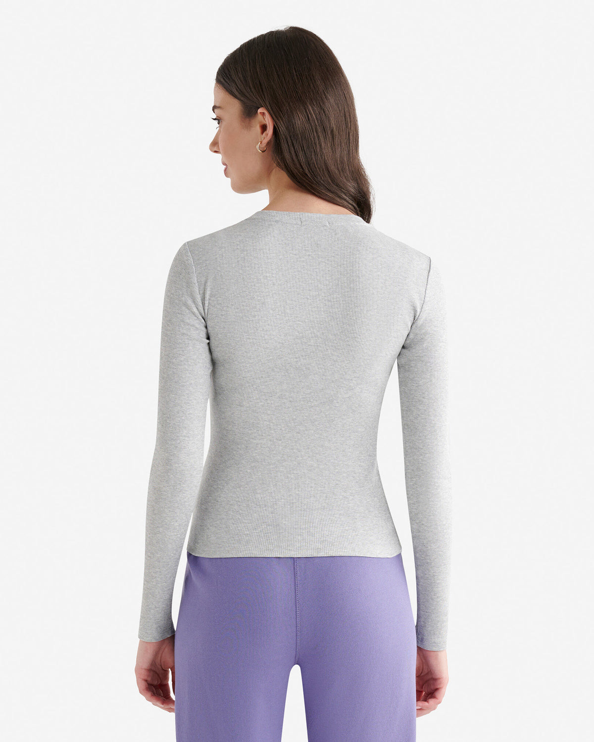 Roam Rib Fitted Long Sleeve Top / COOL GREY MIX