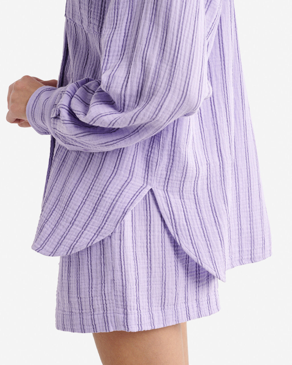 Isla Cotton Gauze Shirt / LAVENDER STRIPE