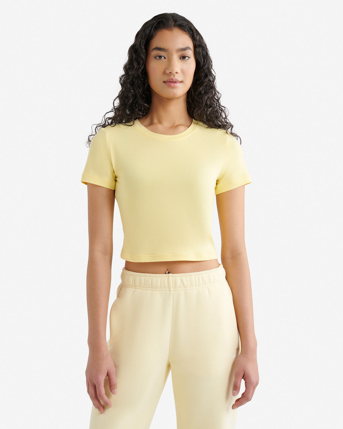 Renew Knit Crop T-Shirt / SUNSHINE YELLOW