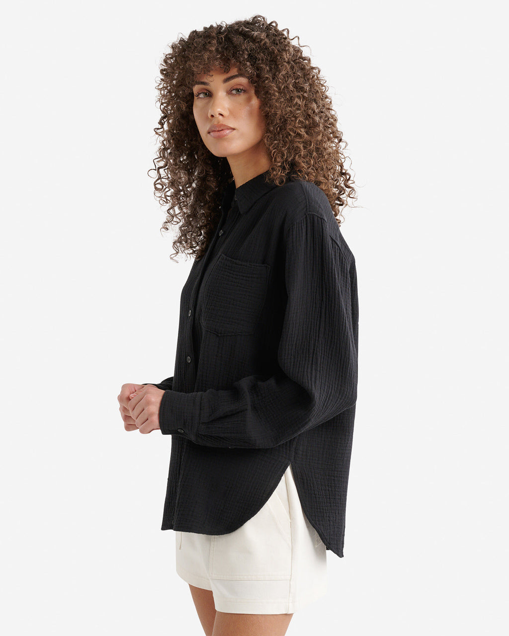 Isla Cotton Gauze Shirt / BLACK