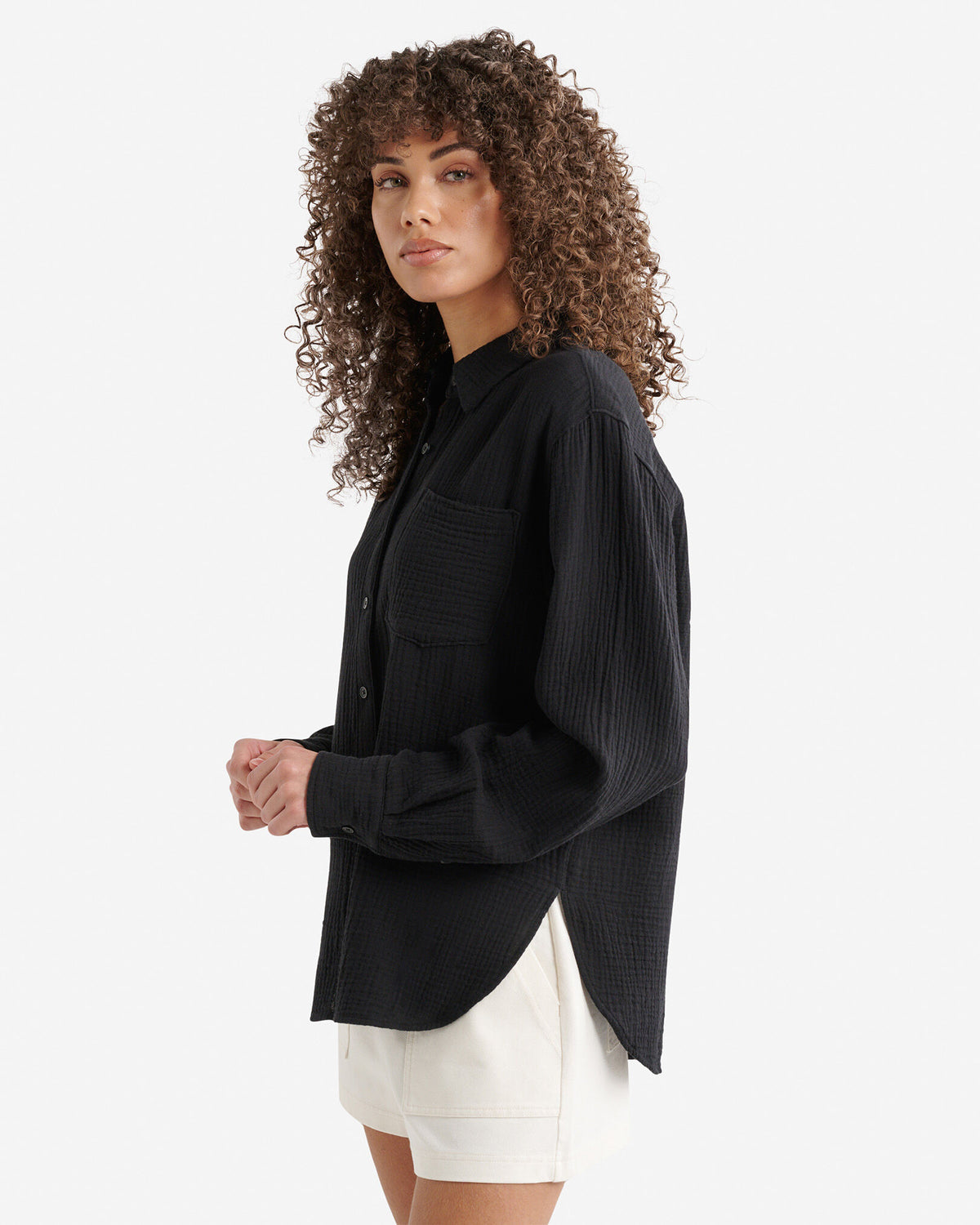 Isla Cotton Gauze Shirt / BLACK