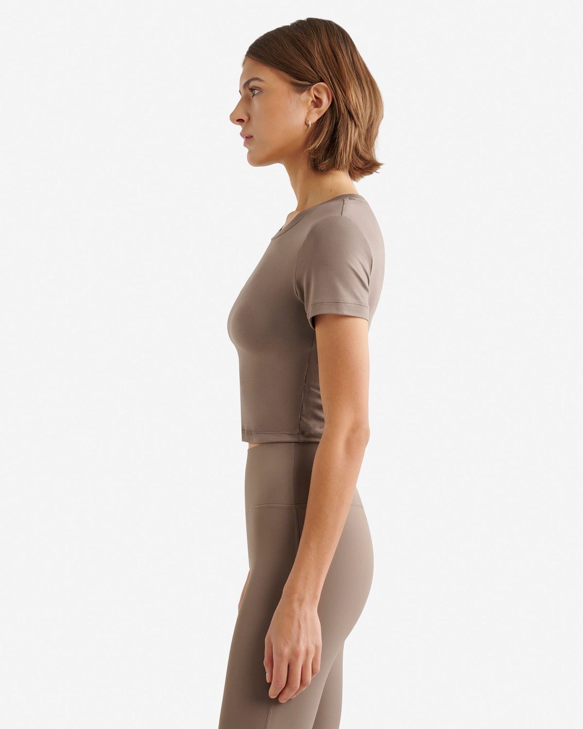 Renew Knit Crop T-Shirt / FALCON BROWN