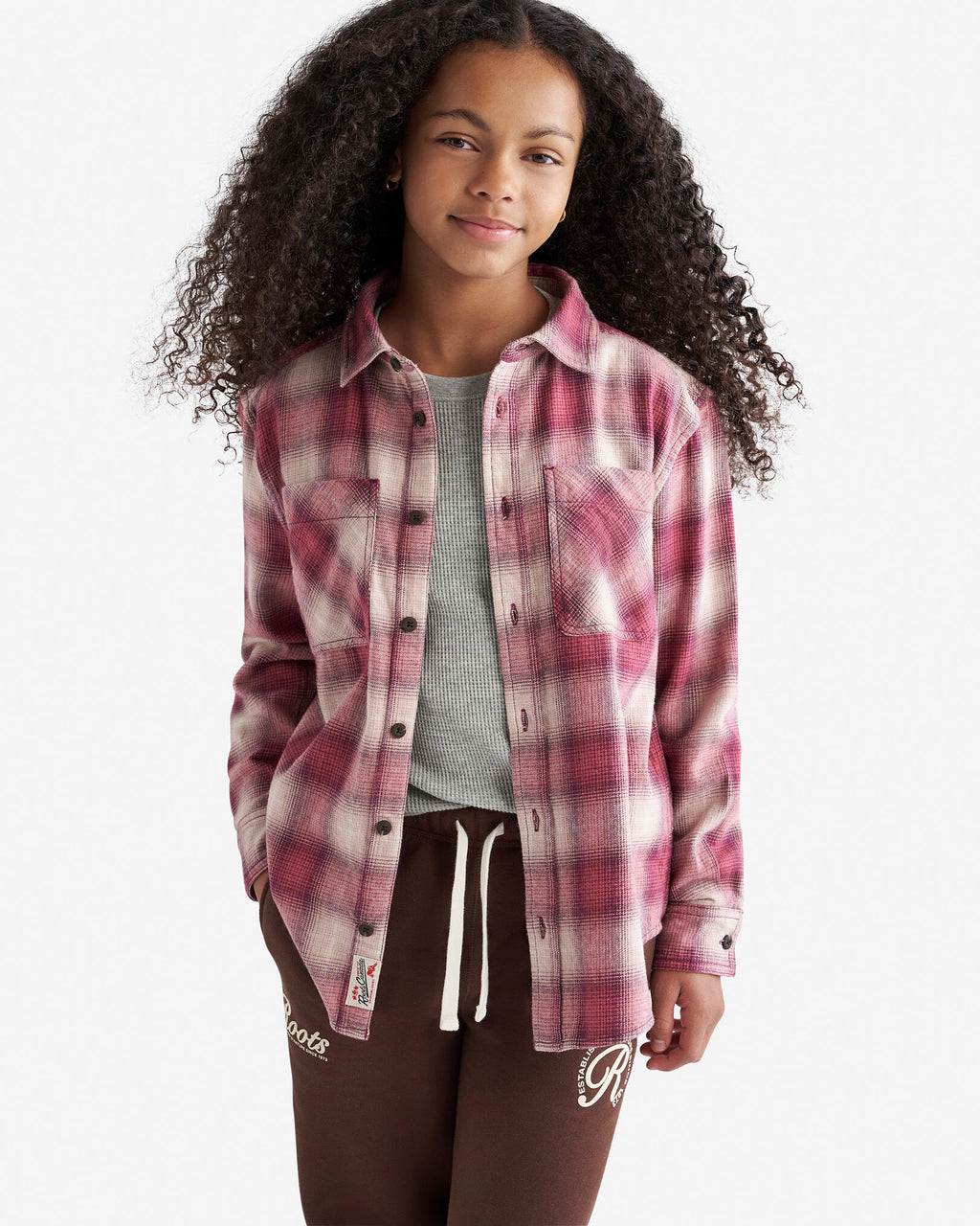 Kids Relaxed Plaid Shirt / MAUVE WINE PURPLE