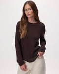Waffle Long Sleeve Top / BLACK COFFEE