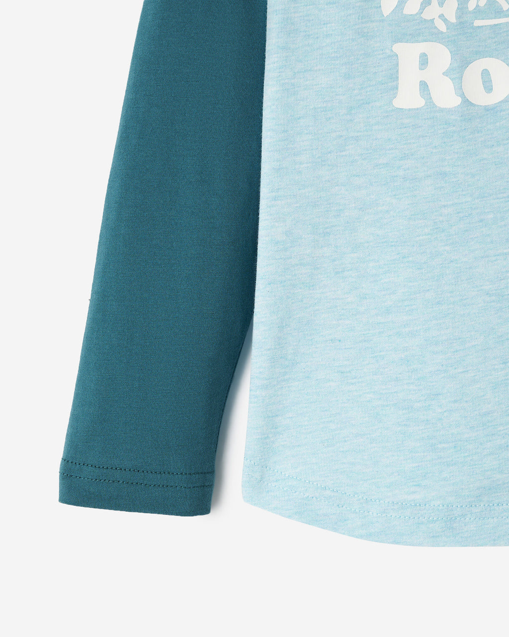 Toddler Cooper Baseball Long Sleeve T-Shirt / OCEAN TEAL