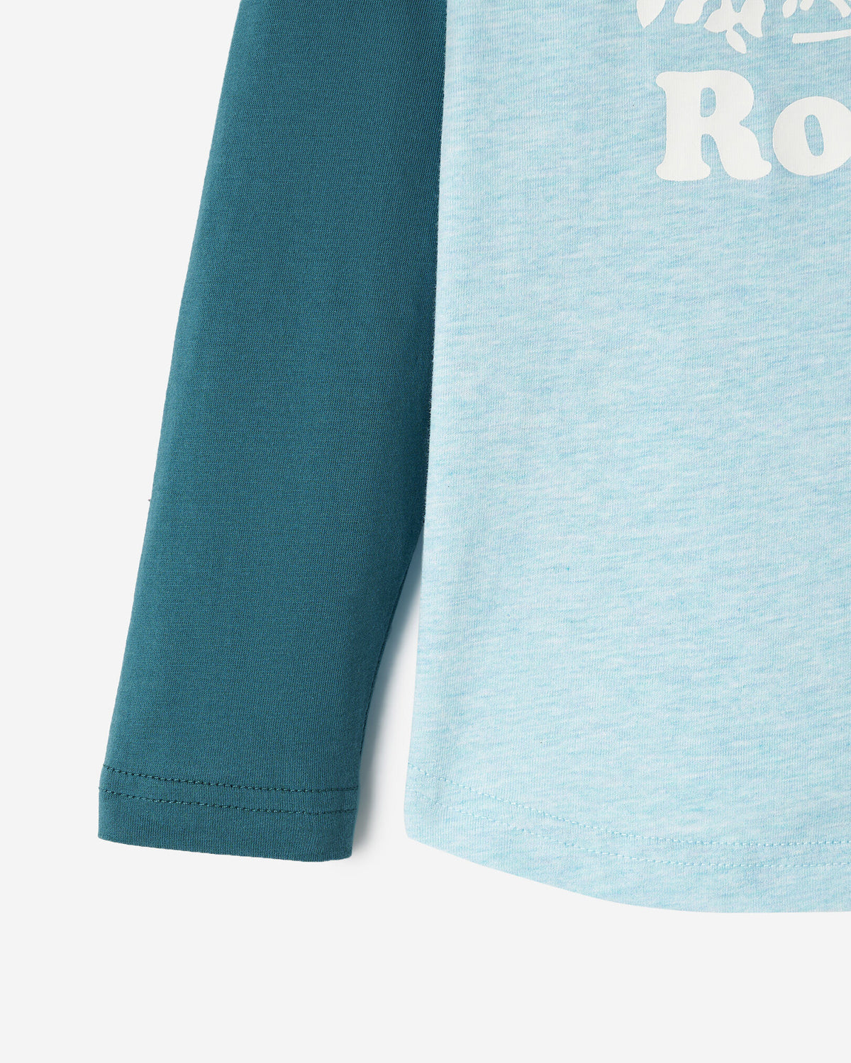 Toddler Cooper Baseball Long Sleeve T-Shirt / OCEAN TEAL