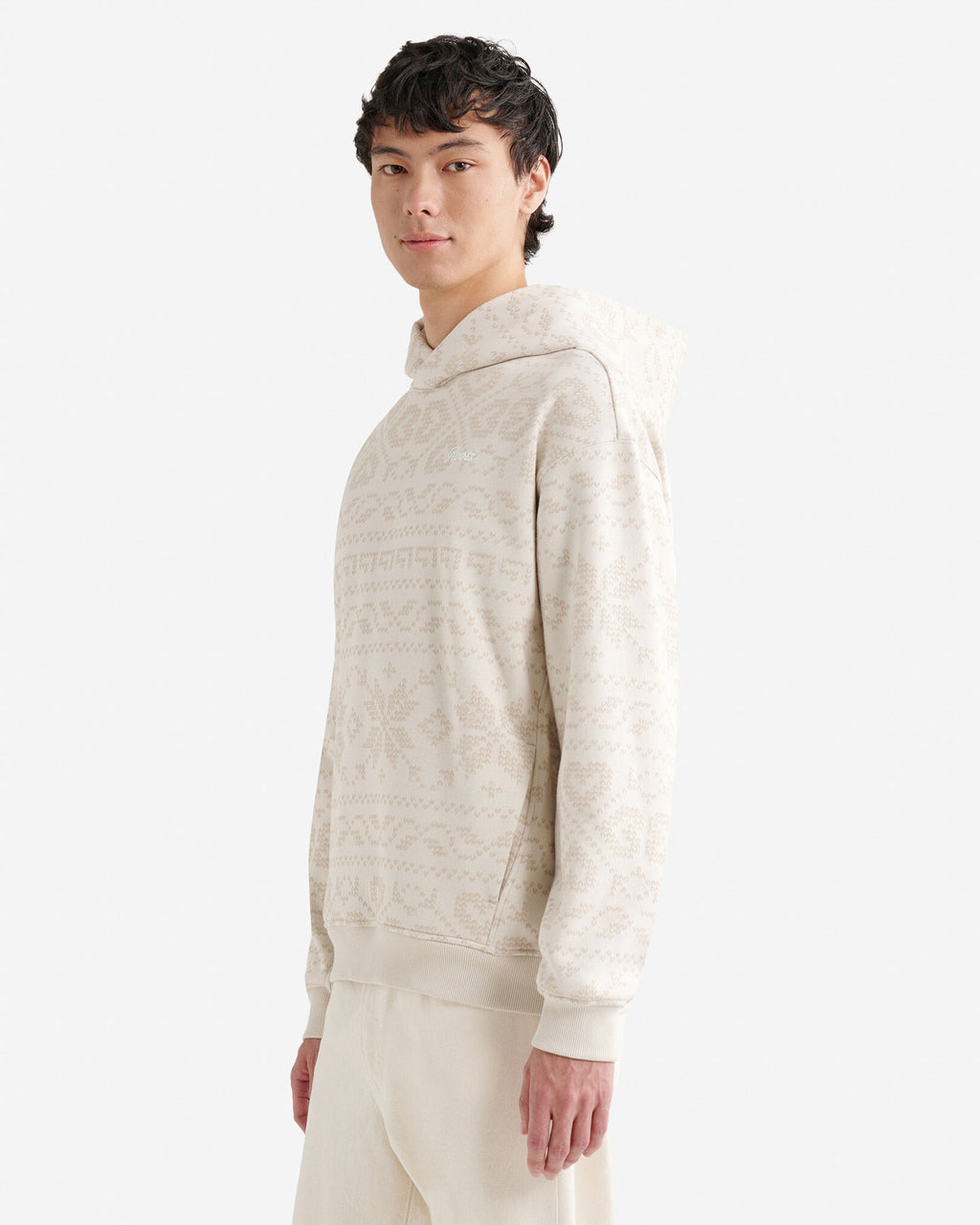 Fair Isle Hoodie / GARDENIA WHITE