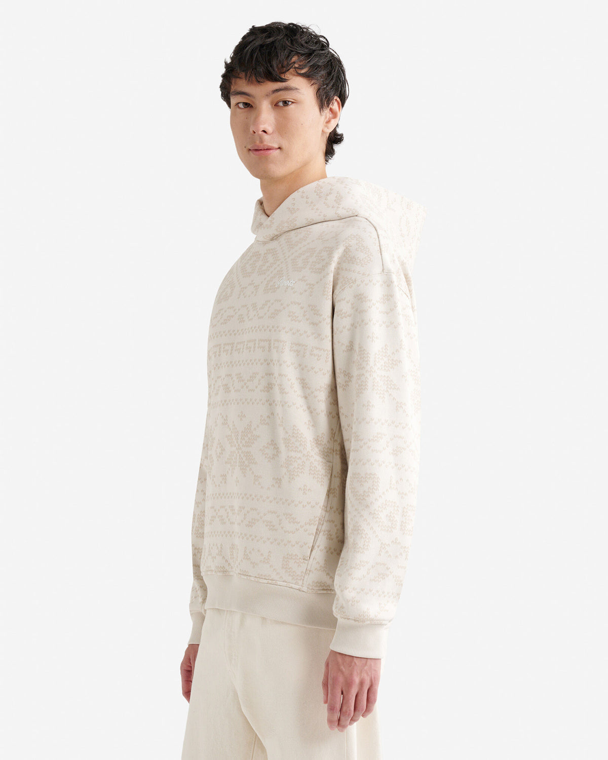 Fair Isle Hoodie / GARDENIA WHITE