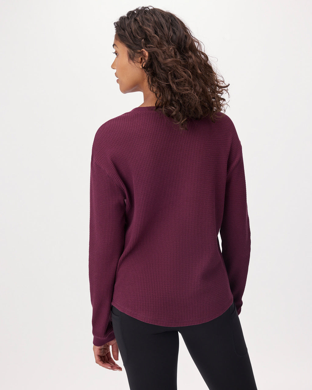 Waffle Long Sleeve Top / MAROON FIG