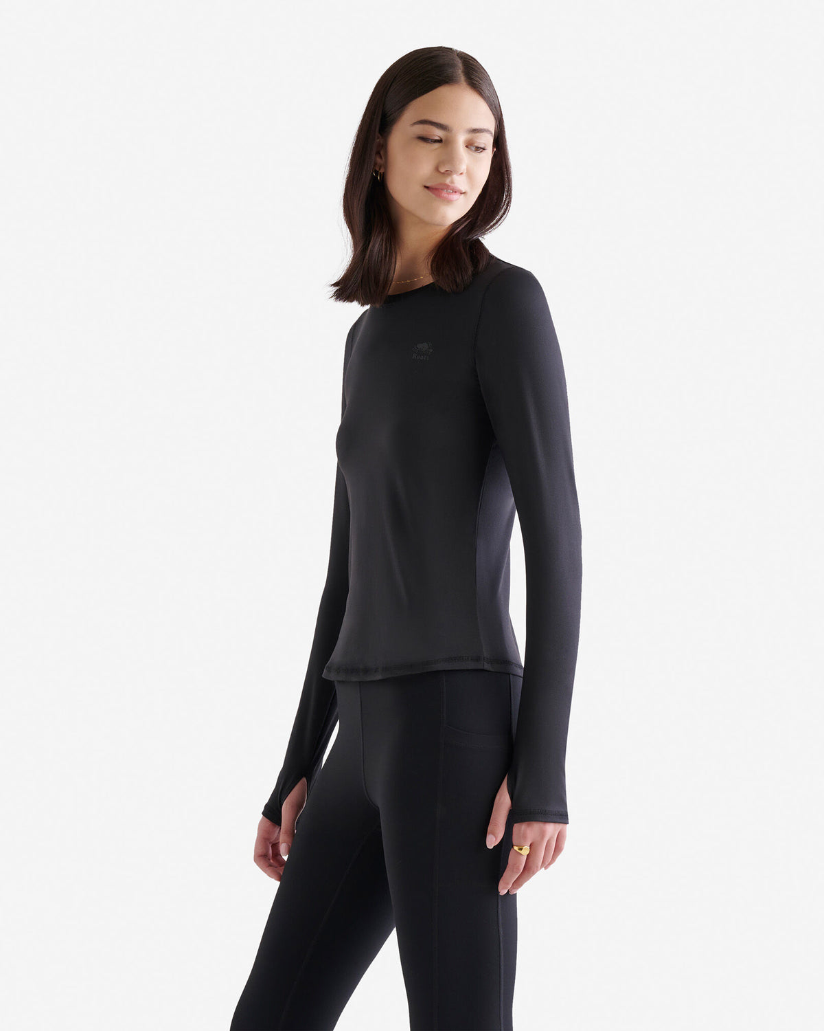 Renew Knit Fitted Long Sleeve Top / BLACK