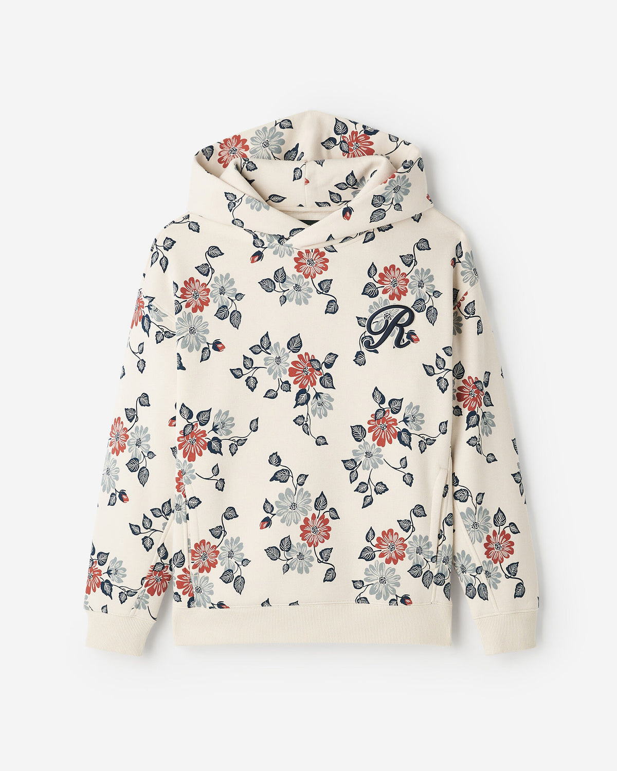 Floral Print Hoodie / BIRCH WHITE
