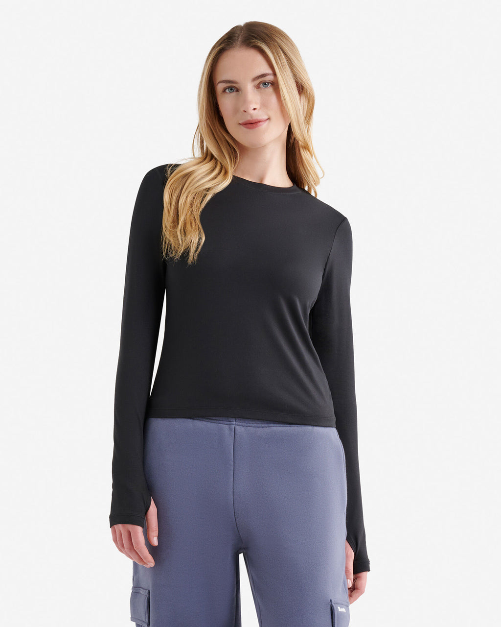 Renew Knit Long Sleeve Top / BLACK