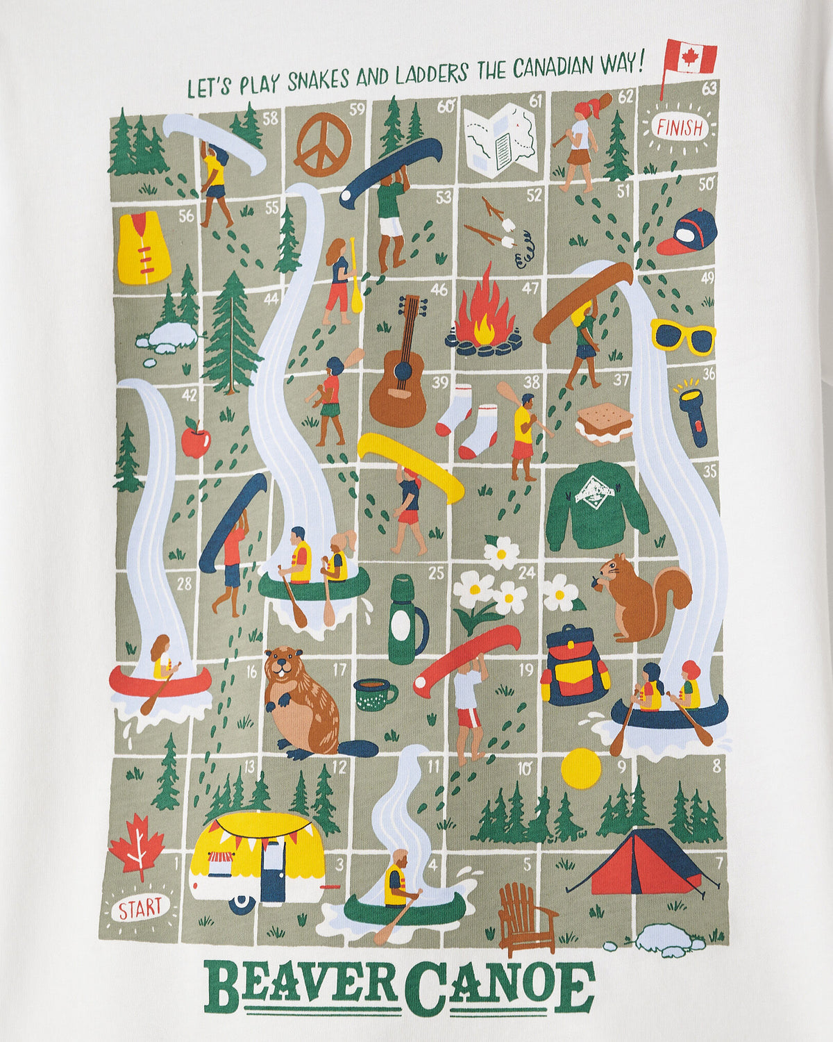 Toddler Beaver Canoe Snakes And Ladders T-Shirt / WHITE